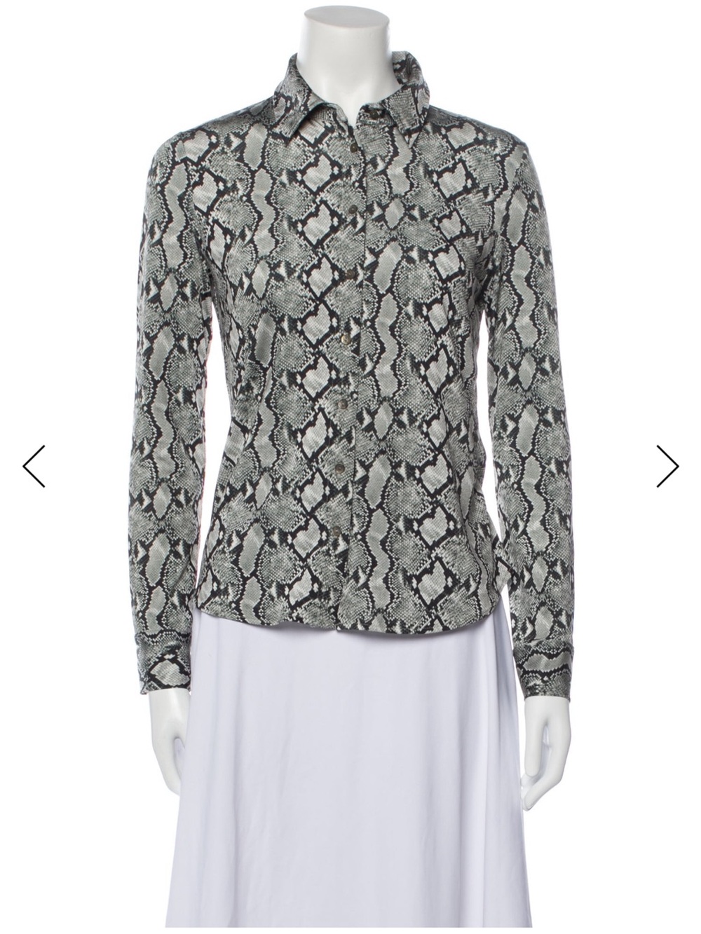 L'AGENCE Snake-Print Button-Down Shirt - Black & White